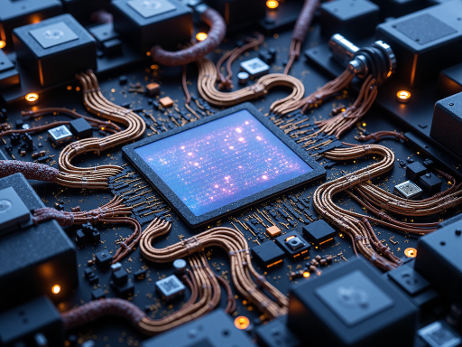 Advanced AI processing chip with neural network architecture, high-performance computing hardware, semiconductor technology